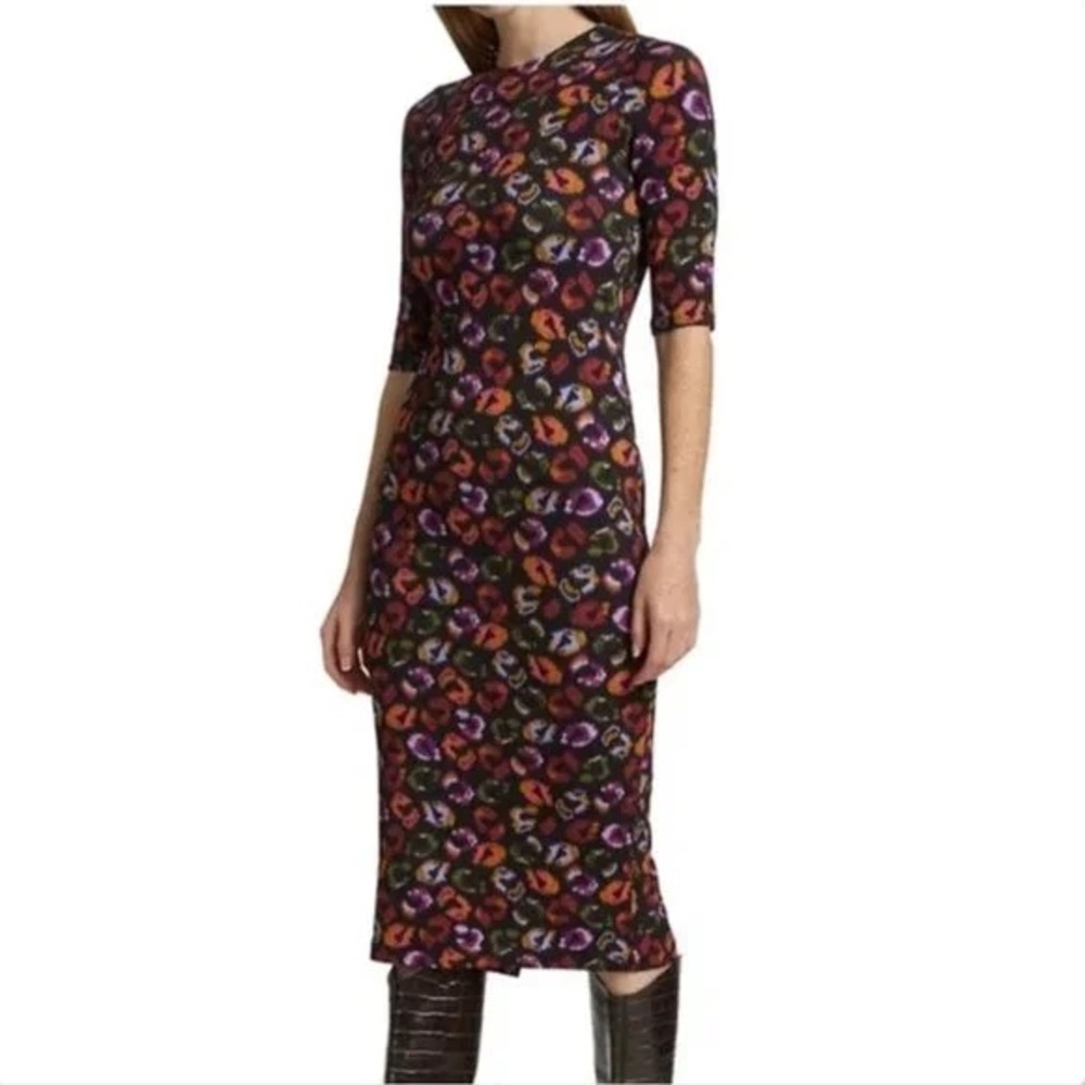 M26 Farm Rio BLACK IKAT LEOPARD-PRINT DYED JERSEY DRESS